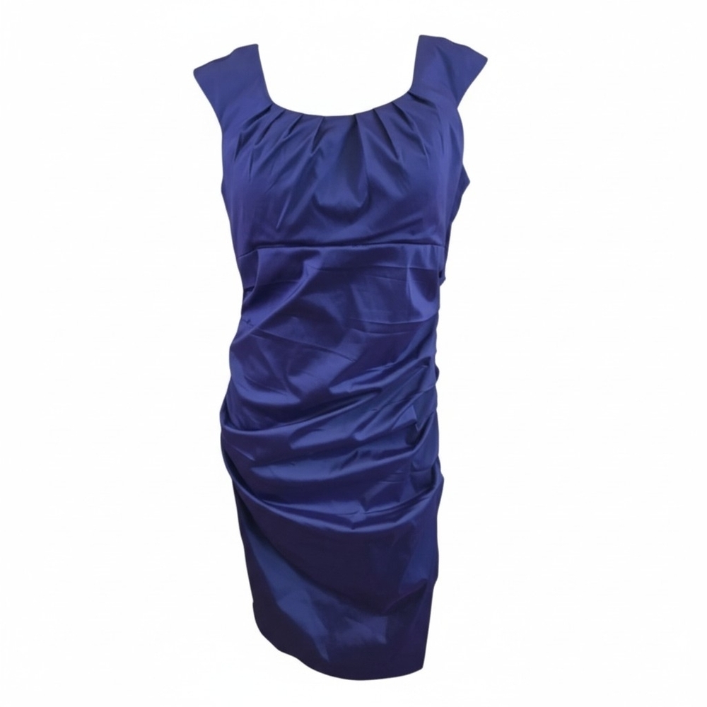 Signature by Sangria Cobalt Blue Pleated Scoop Mini Dress